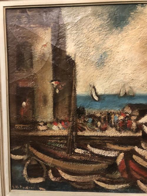 Peinture Sur Toile école Du XXe - Le Port