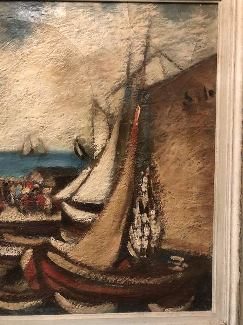 Peinture Sur Toile école Du XXe - Le Port