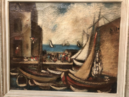Peinture Sur Toile école Du XXe - Le Port