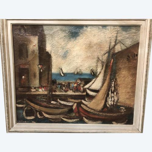 Peinture Sur Toile école Du XXe - Le Port