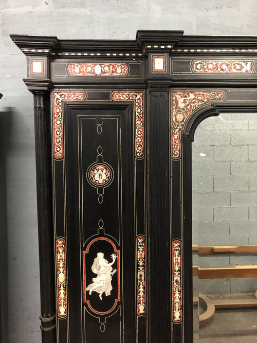 Large late 19th century Italian tortoiseshell and engraved ivory cabinet