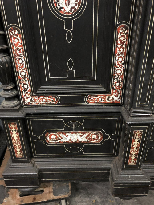 Large late 19th century Italian tortoiseshell and engraved ivory cabinet