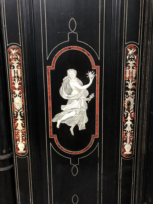 Large late 19th century Italian tortoiseshell and engraved ivory cabinet