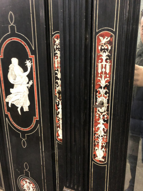 Large late 19th century Italian tortoiseshell and engraved ivory cabinet