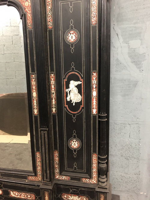Large late 19th century Italian tortoiseshell and engraved ivory cabinet