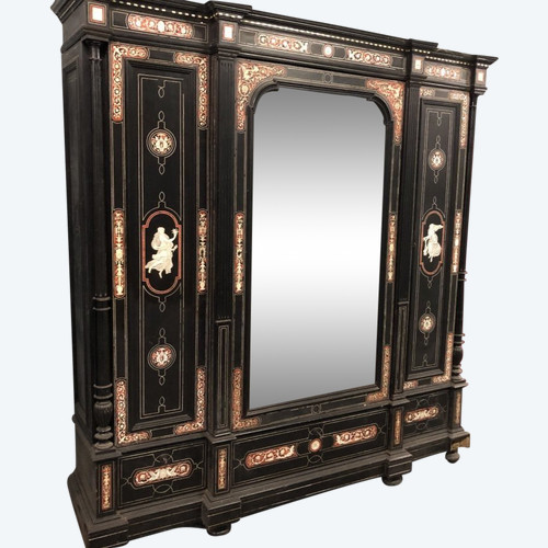 Large late 19th century Italian tortoiseshell and engraved ivory cabinet