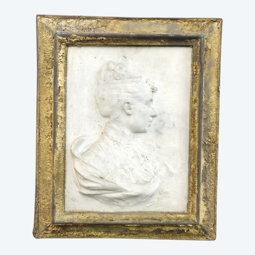 Bas Relief En Marbre De Carrare Profil De Femme Fin XIXéme