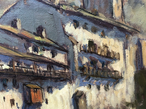 Ludovic Gignoux (1882-?) Tableau Basque - Saint Jean Pied De Port