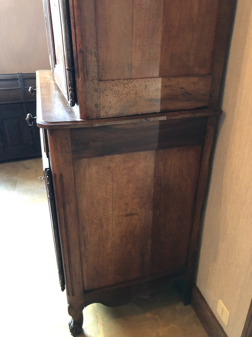 Ancien Buffet Louis XV En 2 Corps Noyer 19ème
