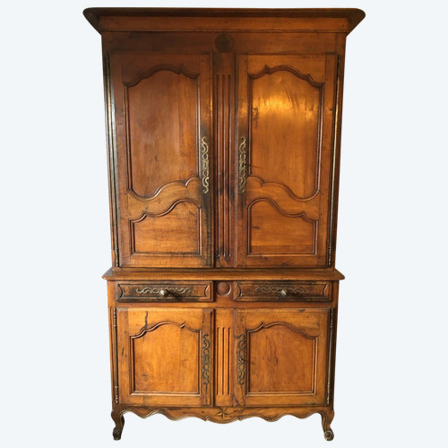Ancien Buffet Louis XV En 2 Corps Noyer 19ème