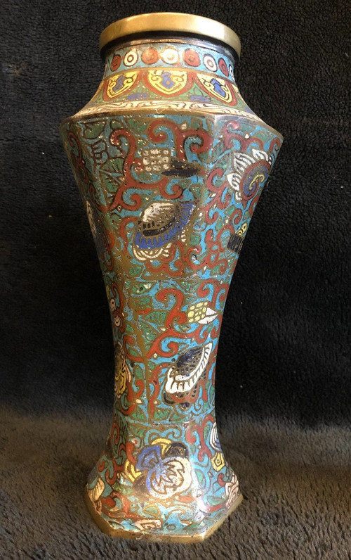 Pair Of Cloisonné Bronze Vases Japan 19th Century