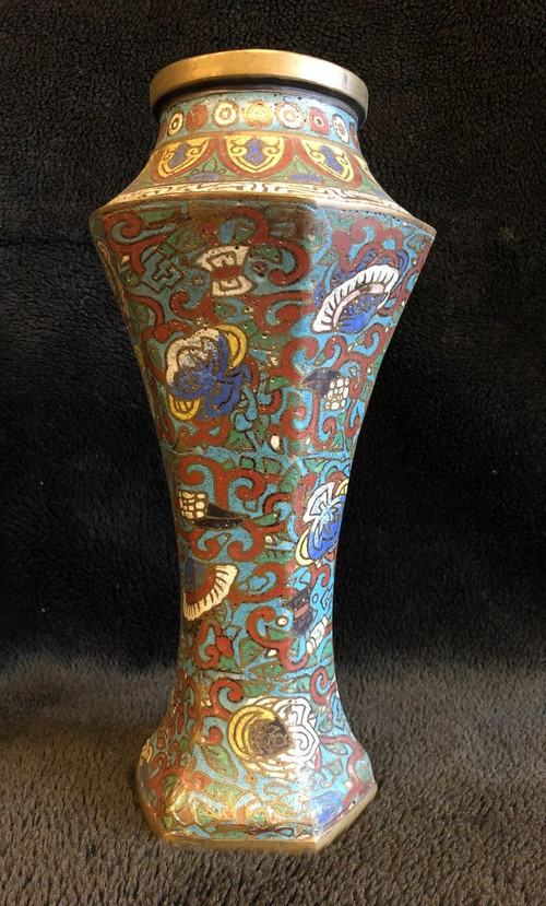 Pair Of Cloisonné Bronze Vases Japan 19th Century