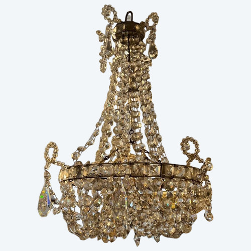 Lustre de Voyage - Corbeille- cristal - c. 1900