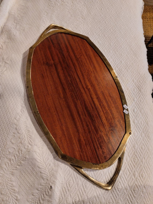 Tray - Bronze and mahogany - Maurice Dufrène- V. 1900.