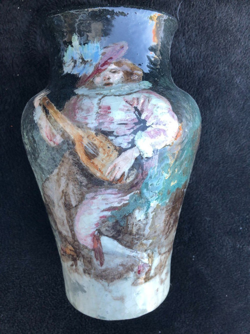 Pair Of Impressionist Barbotine Vases Montigny Sur Loing H 27 Cm