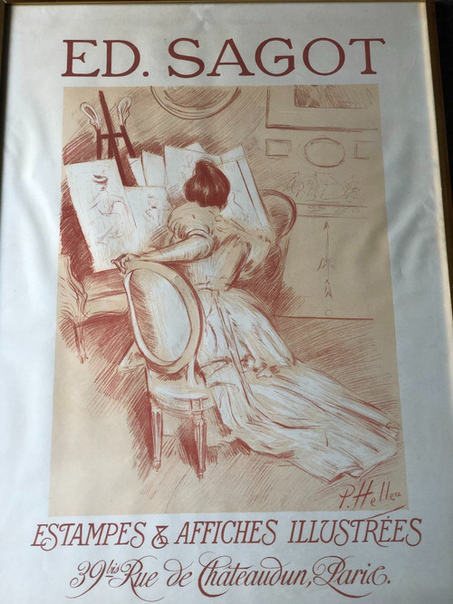 Paul César Helleu - Zeichnende Frau - Ed. Sagot Um 1900