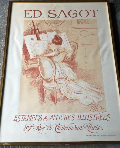 Paul César Helleu - Zeichnende Frau - Ed. Sagot Um 1900