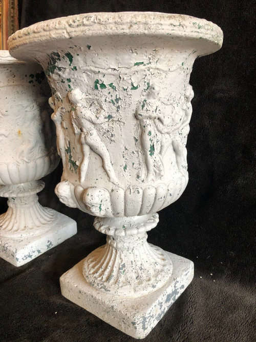Pair Of Early 20th Century Cement Garden Vases