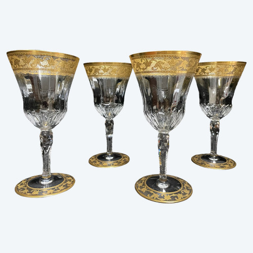 Saint Louis - Modello Callot 4 bicchieri da acqua in cristallo dorato H: 18 cm Cardo