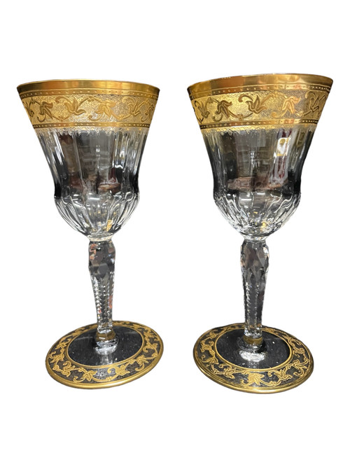 Saint Louis - Modell Callot Cristal Doré 2 Weingläser H: 14,5 Cm Thistle