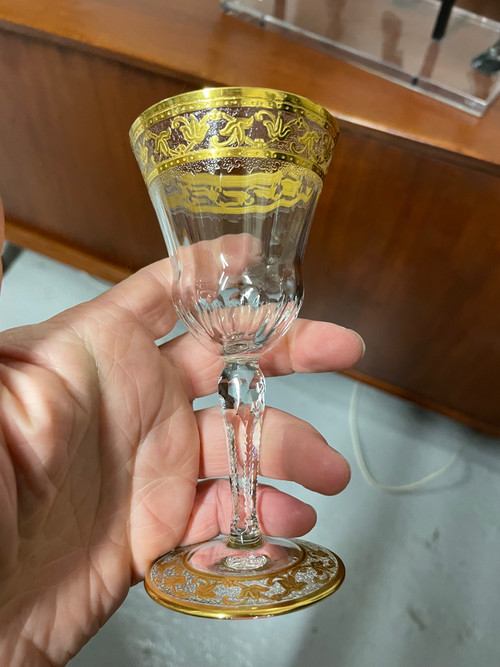 Saint Louis - Modell Callot Cristal Doré 4 Weingläser H: 13,5 Cm Thistle