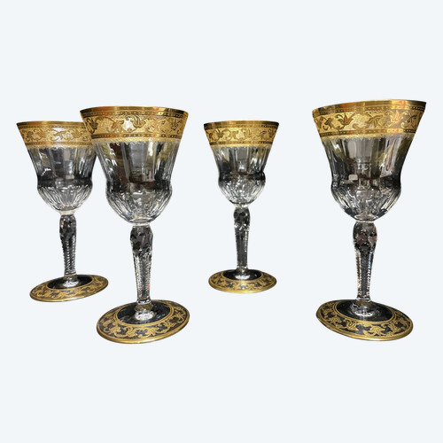 Saint Louis - Callot modello Golden Crystal 4 bicchieri da vino H: 13,5 Cm Thistle