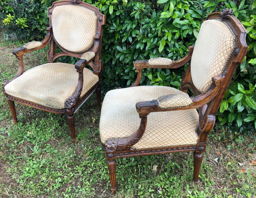 Paire De Fauteuils De Style Louis XVI époque Fin XIXème