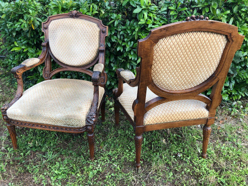 Paire De Fauteuils De Style Louis XVI époque Fin XIXème