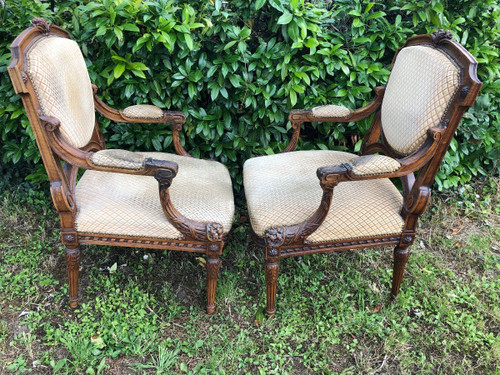 Paire De Fauteuils De Style Louis XVI époque Fin XIXème