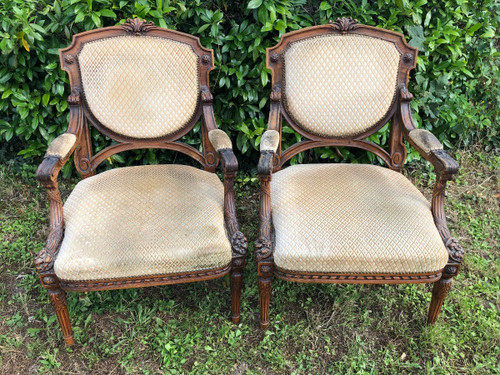 Paire De Fauteuils De Style Louis XVI époque Fin XIXème