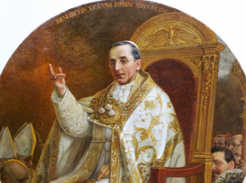 Emilio VASARRI, Portrait of Pope Benedict XV on the papal throne