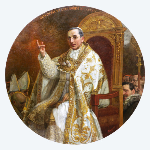 Emilio VASARRI, Portrait of Pope Benedict XV on the papal throne