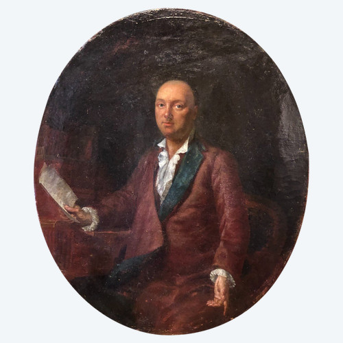 Entourage De Johann Georg Ziesenis (1716-1776) Portrait D'Homme à Son Cabinet