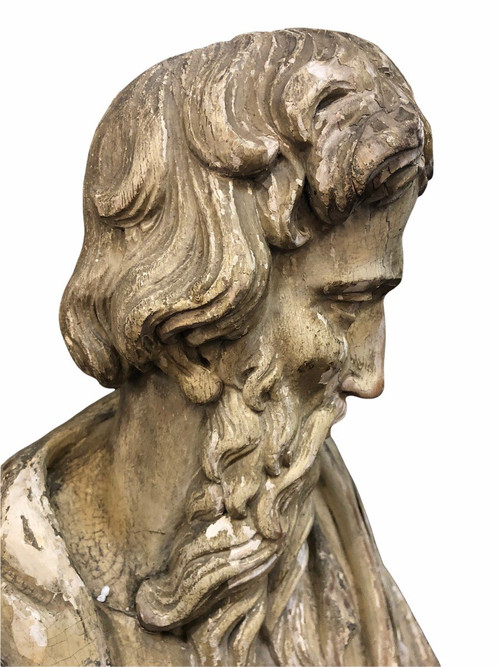 Heilige bärtige Person - Holz Geschnitzt 17. Jahrhundert - H 153 cm