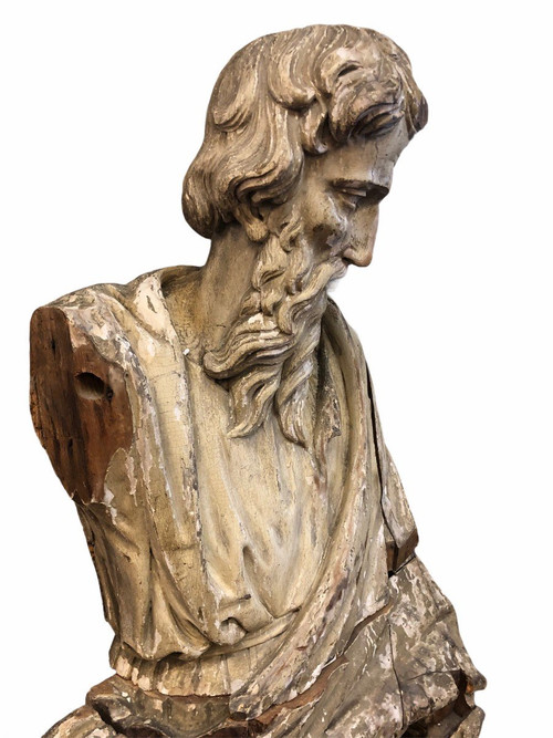 Heilige bärtige Person - Holz Geschnitzt 17. Jahrhundert - H 153 cm