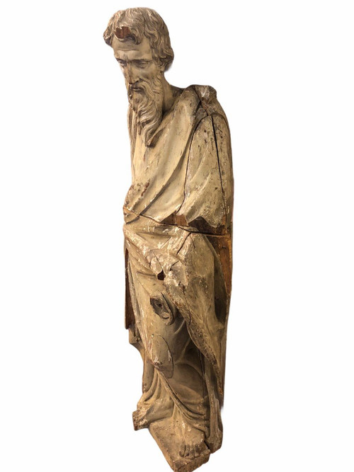 Heilige bärtige Person - Holz Geschnitzt 17. Jahrhundert - H 153 cm
