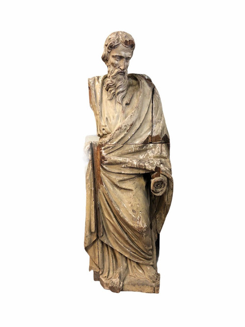 Heilige bärtige Person - Holz Geschnitzt 17. Jahrhundert - H 153 cm