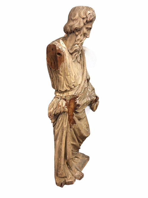 Heilige bärtige Person - Holz Geschnitzt 17. Jahrhundert - H 153 cm