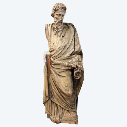Heilige bärtige Person - Holz Geschnitzt 17. Jahrhundert - H 153 cm