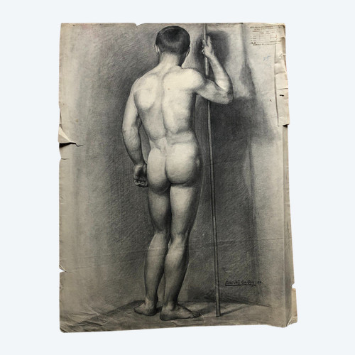 Ancien Dessin Académique Vers 1900 Par Chauvet Gaston - Crayon N° 2