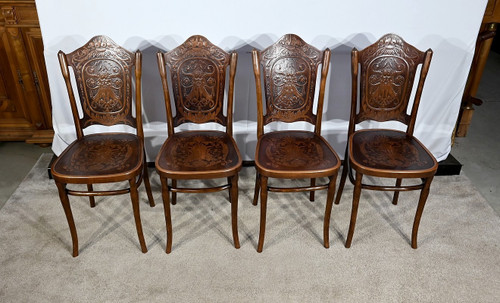 Suite of 4 Curved Beech Chairs, n°67 by Jacob & Josef Kohn - 1900