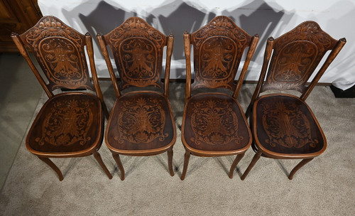 Suite of 4 Curved Beech Chairs, n°67 by Jacob & Josef Kohn - 1900