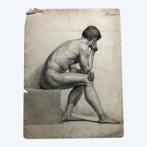 Old Academic Drawing Around 1900 By Chauvet Gaston - Pencil No. 3