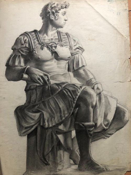 Ancien Dessin Académique Vers 1900 Par Chauvet Gaston - Crayon N° 4