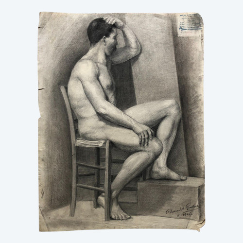 Old Academic Drawing Around 1900 By Chauvet Gaston - Pencil No. 5