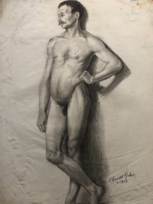 Old Academic Drawing Around 1900 By Chauvet Gaston - Pencil No. 7