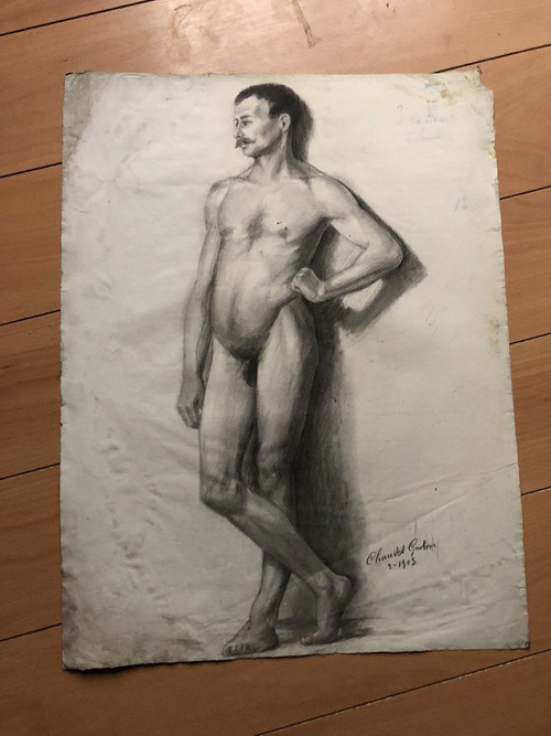 Old Academic Drawing Around 1900 By Chauvet Gaston - Pencil No. 7