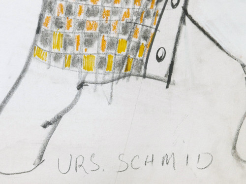 Urs SCHMID, pour la maison Yves SAINT-LAURENT, Mannequin portant un ensemble jaune à carreaux avec une capuche