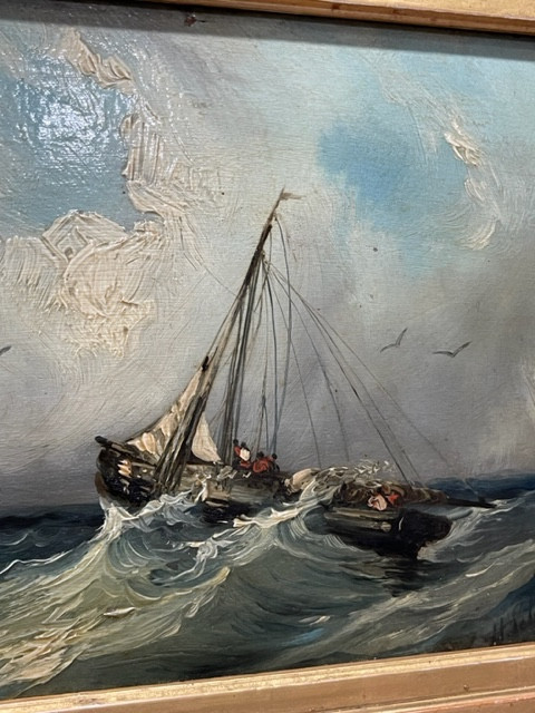 Tableau marine huile sur bois XIX ème