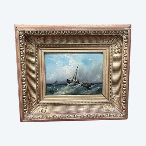 Tableau marine huile sur bois XIX ème